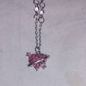 Pink Heart Pendant Necklace